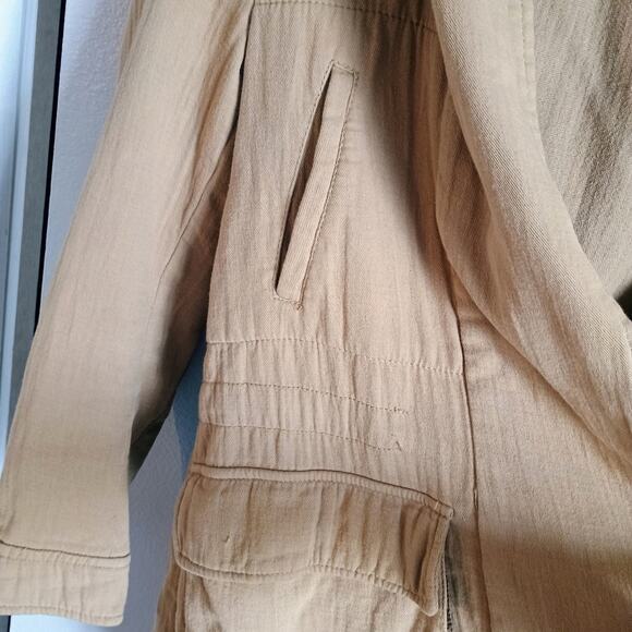 Zara Natural Tan Hooded Coat 100% linen - Picture 5 of 7